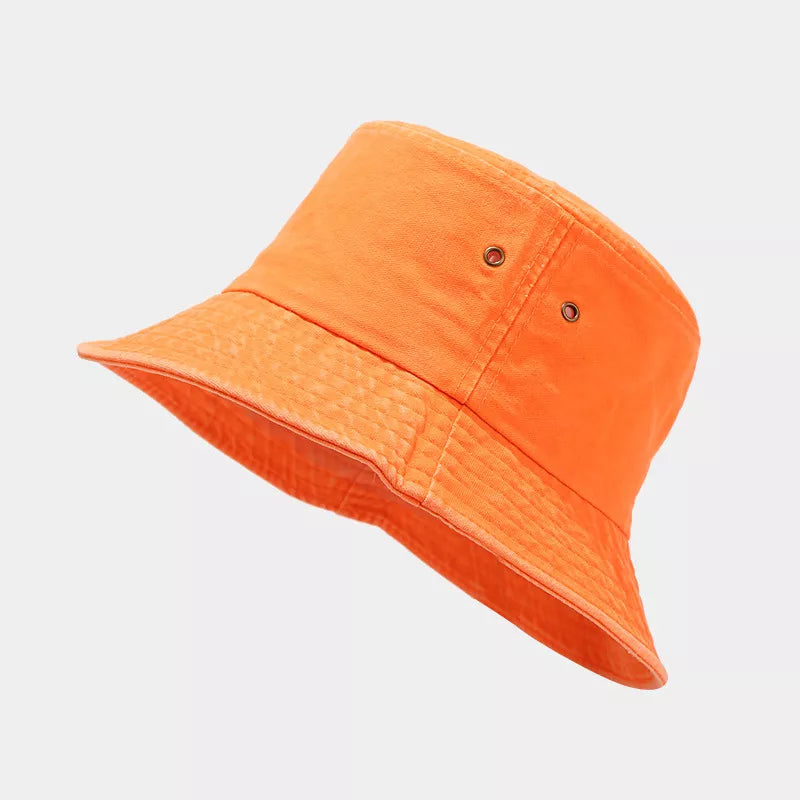 Wide Brim Bucket Hat in Orange with wide brim