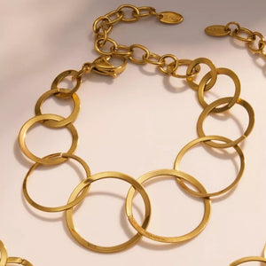 18K Gold-Plated, Stainless Steel Care instructions: Avoid wearing during exercis bracelet in gold with chain bracelet