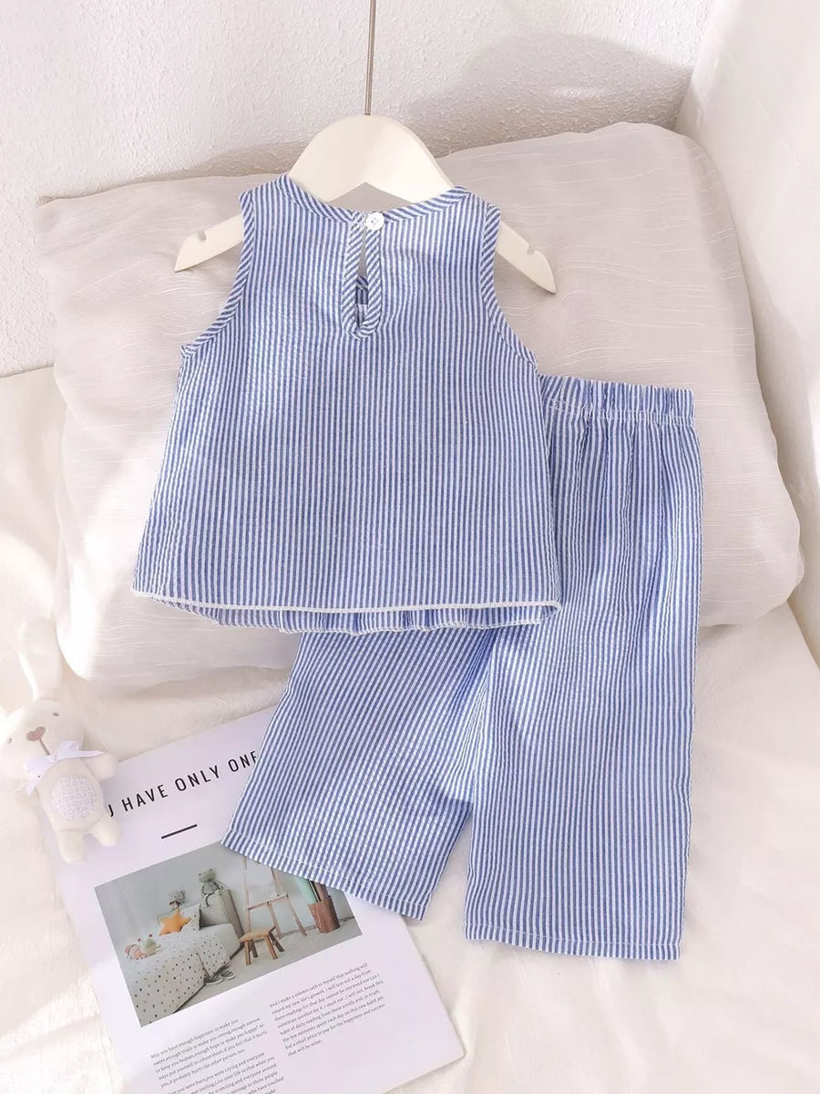 Children's Striped Sleeveless Top And Pants Set option 7