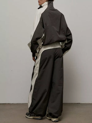 Color Block Zip Up Outerwear And Pants Set in Grey, view 15