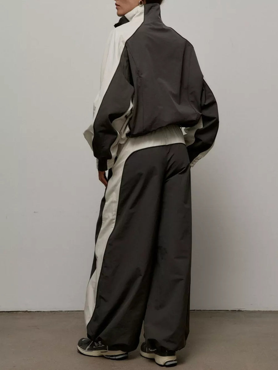Color Block Zip Up Outerwear And Pants Set in Grey, view 15