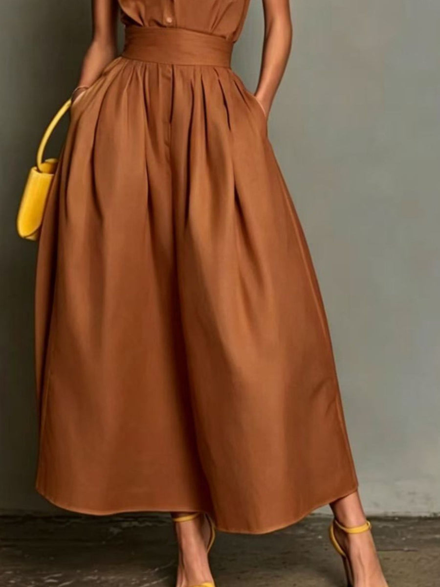 Yellow A-line A-line dress with halter