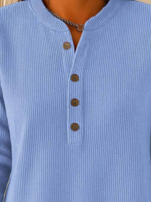 Dark Purple relaxed henley with henley