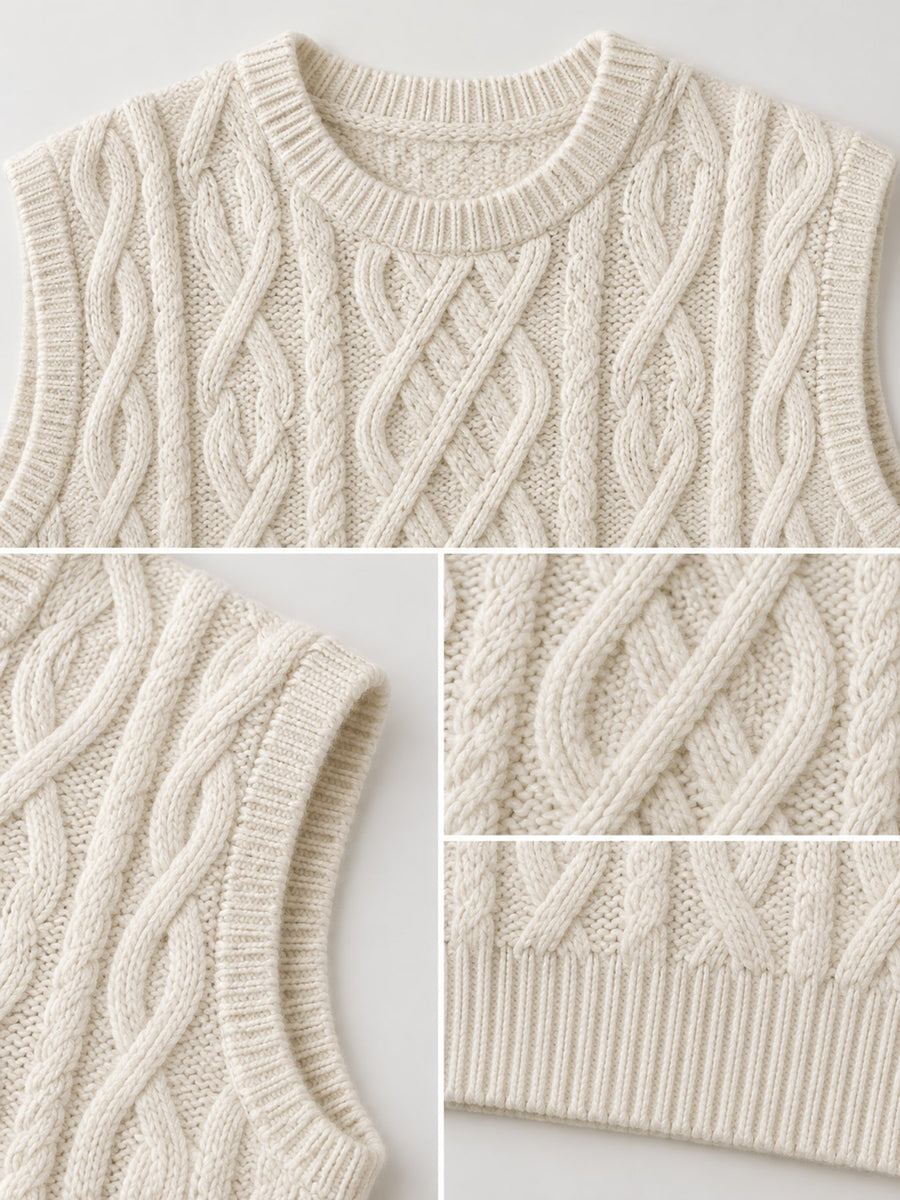 Off White sweater vest with waist-length and pullover