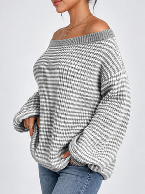 white pullover sweater with pullover and striped