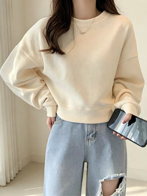 Light Green Crew Neck Drop Shoulder Sweatshirt