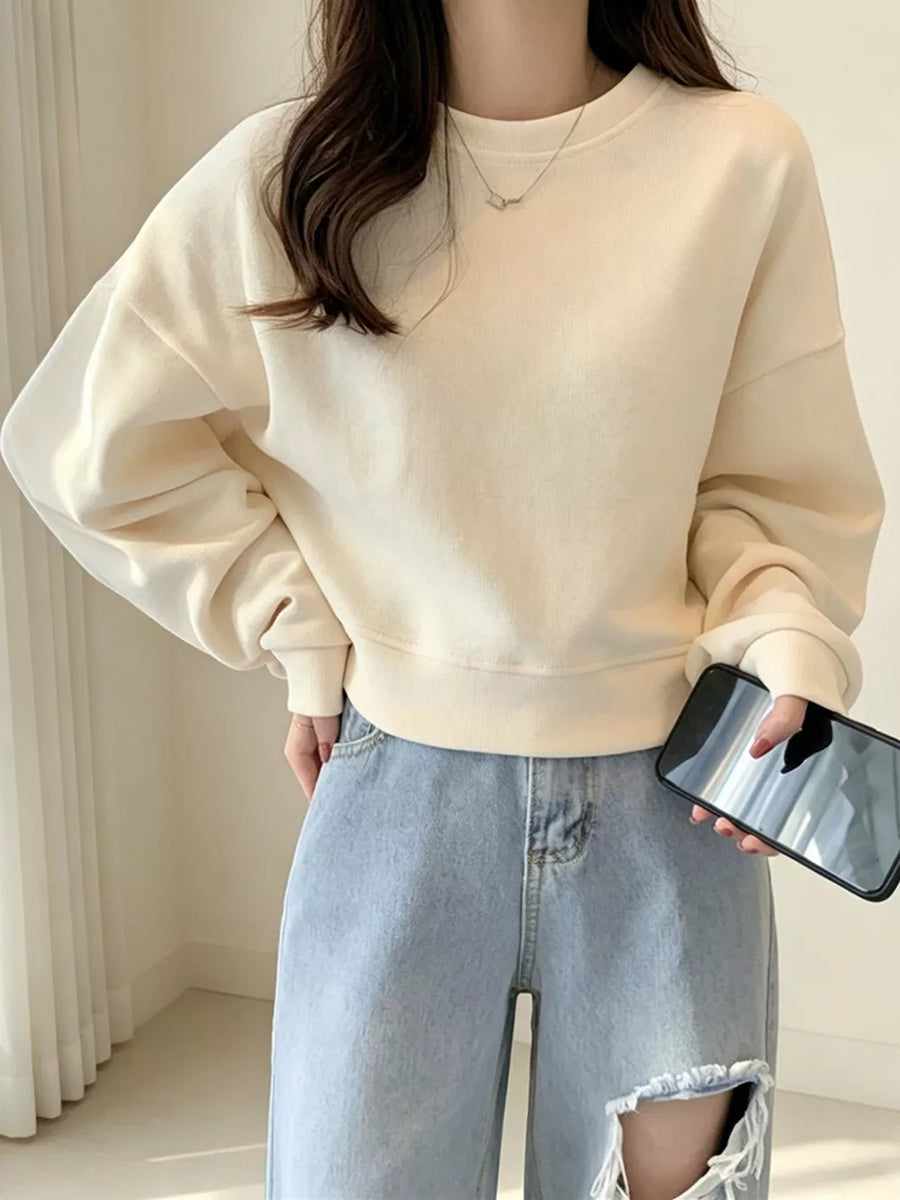 Light Green Crew Neck Drop Shoulder Sweatshirt