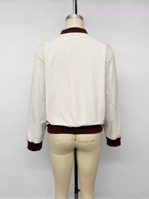 Contrast Trim Zip Up Jacket option 8