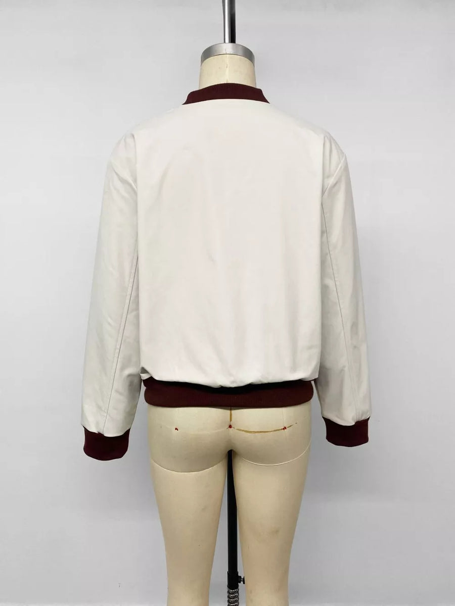 Contrast Trim Zip Up Jacket option 8