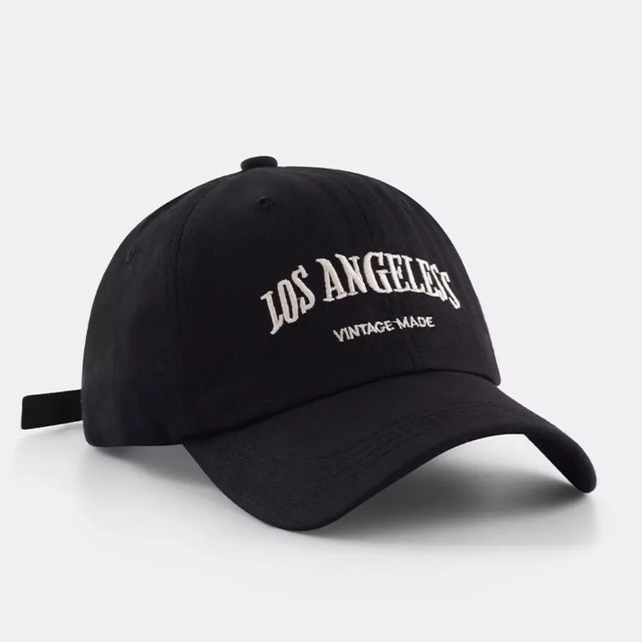 Black baseball cap with white Los Angeles Vintage Made embroidery