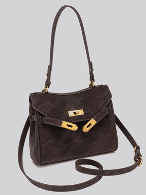 Tone Hardware Crossbody Bag in Brown with gold-tone hardware