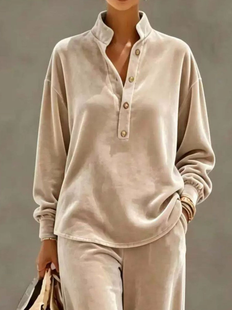 Sky Blue relaxed pajama set with collared