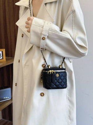 Chocolate Quilted Chain Strap Crossbody Bag