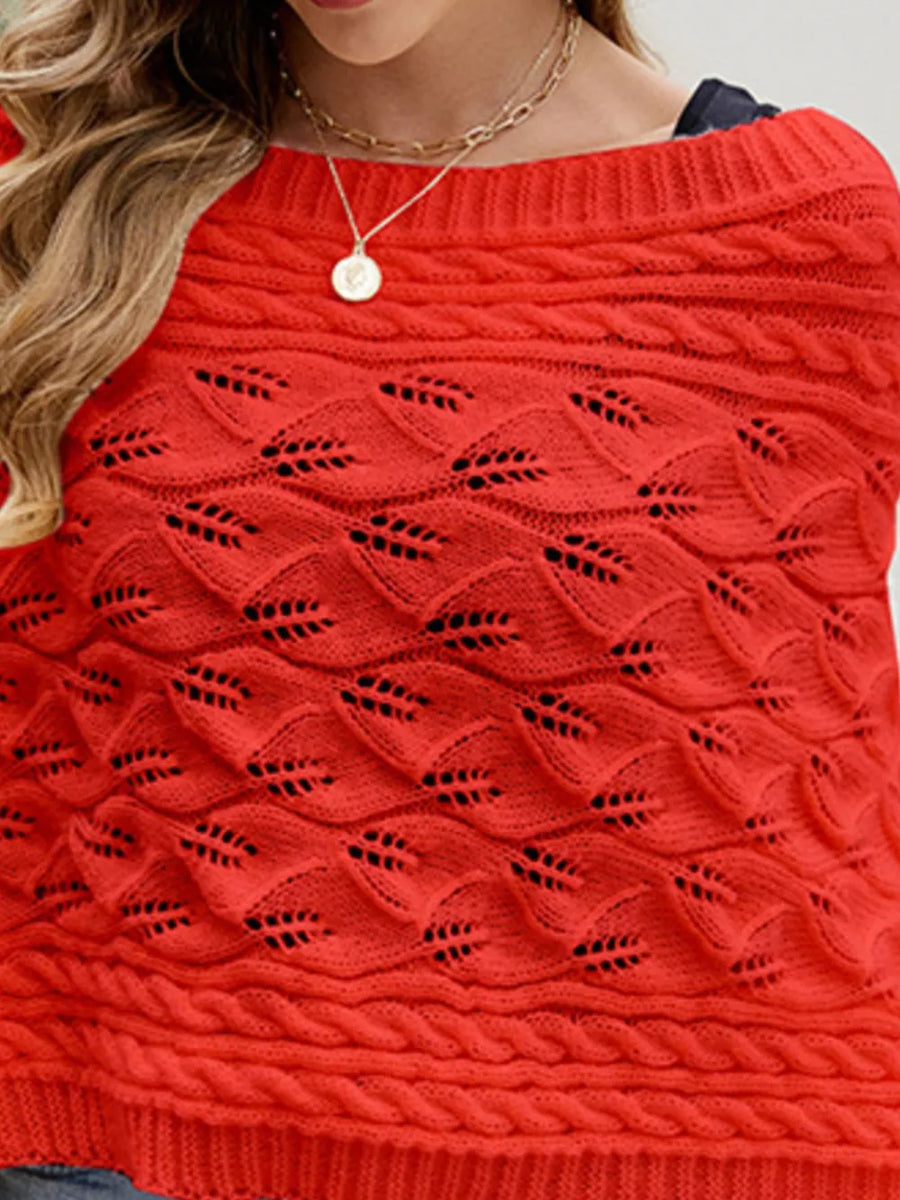 Cable Knit Batwing Sleeve Sweater in Gray
