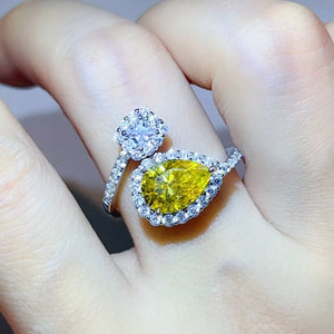 2 Carat Moissanite 925 Sterling Silver Bypass Ring in silver with moissanite stone