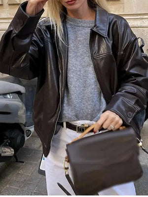 streetwear bomber jacket in Black with collared
