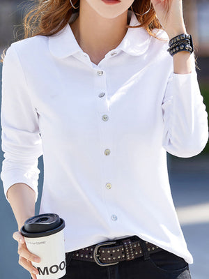 Cotton &amp button-down shirt in Black with regular silhouette
