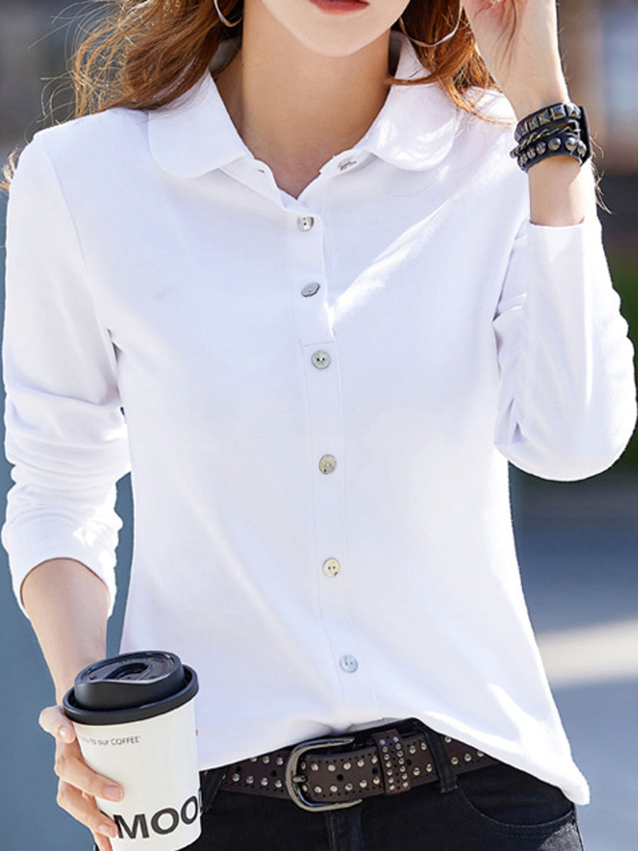 Cotton &amp button-down shirt in Black with regular silhouette