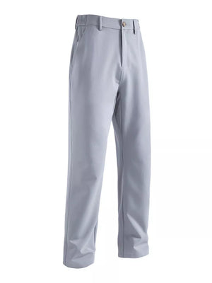 Men's light gray sweatpants with pockets and elastic waistband.
