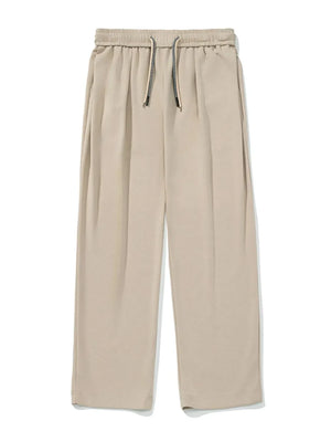 Khaki oversized drape-front lounge trousers with drawstring waist
