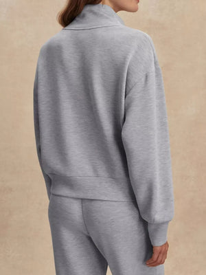 100% polyester Care instructions: Machine wash cold sweatshirt and wide-leg pants set in Gray with relaxed top, wide-leg