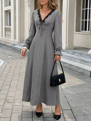 100% polyester Care instructions: Machine wash cold maxi dress in Black with A-line silhouette