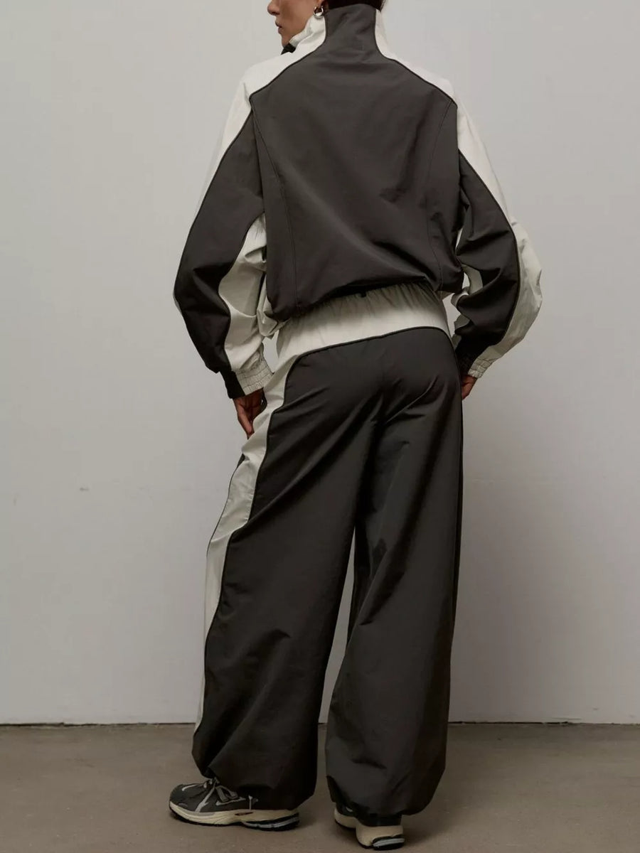 Color Block Zip Up Outerwear And Pants Set in Grey, view 16