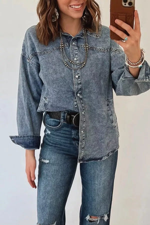 Medium with Western Long Sleeve Denim Jacket Tunic