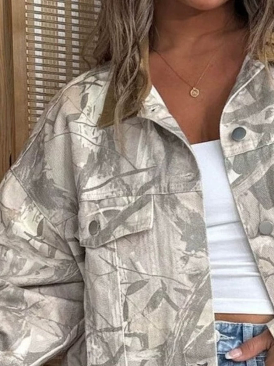 95%cotton,5%spandex Care instructions: Machine wash cold denim jacket in Gray with relaxed silhouette