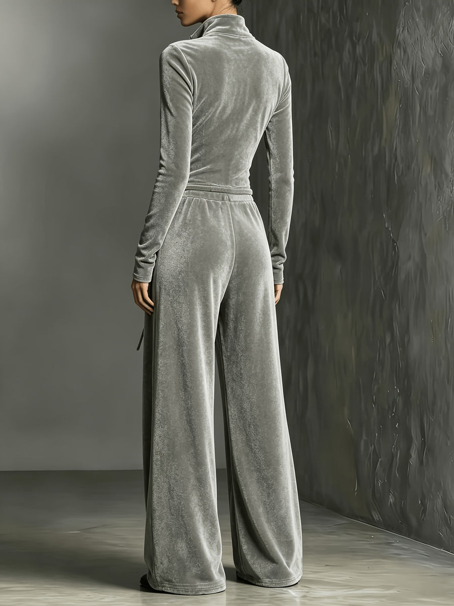 100% polyester Care instructions: Machine wash cold jumpsuit in slate gray with relaxed silhouette