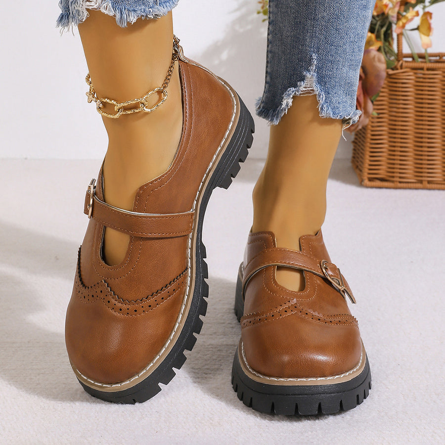 PU Leather,Rubber Imported Size &amp loafers in camel with platform silhouette