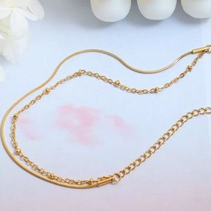 18k Rose Gold-plated Titanium Steel Double Layered Bracelet in Silver with double layered