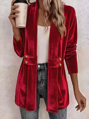 cardigan in Black with decorative buttons and hip-length