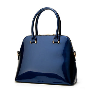 Patent Leather Medium Tote Handbag in Black with patent finish