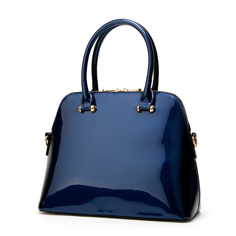 Patent Leather Medium Tote Handbag in Black with patent finish