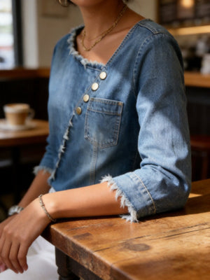 95%cotton,5%spandex Care instructions: Machine wash cold blouse in Navy Blue with regular silhouette
