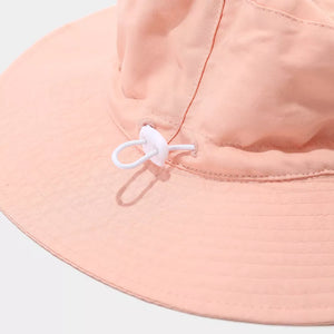 Wide-brim Sun Protection Bucket Hat in Rose Red with wide brim