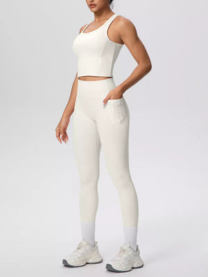 athletic tank in Cerise with pocketed and cropped