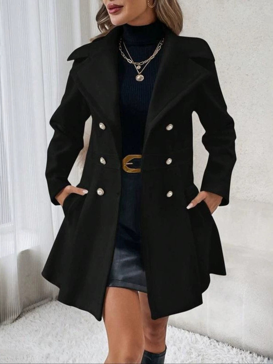 classic peplum coat in White with notch lapel