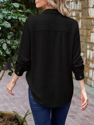 taupe button-down shirt