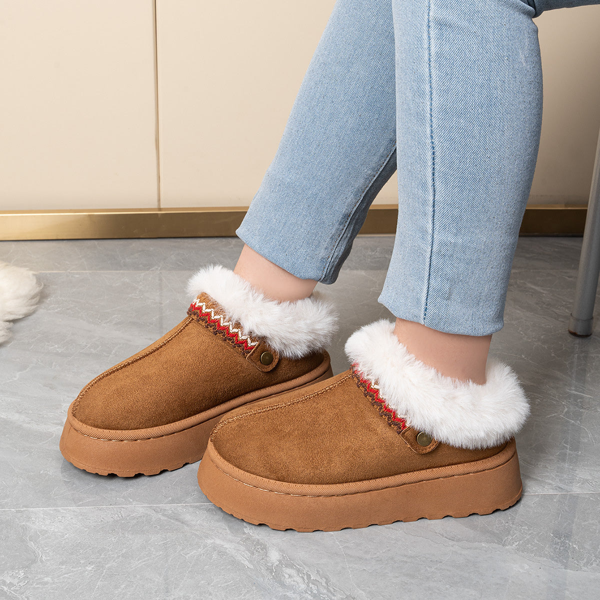 Suede,Fluff,Rubber Imported Size &amp clogs in camel with platform clog silhouette