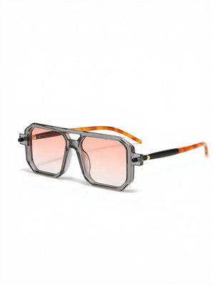 Premium square frame sunglasses with gradient pink lenses and tortoise shell arms.