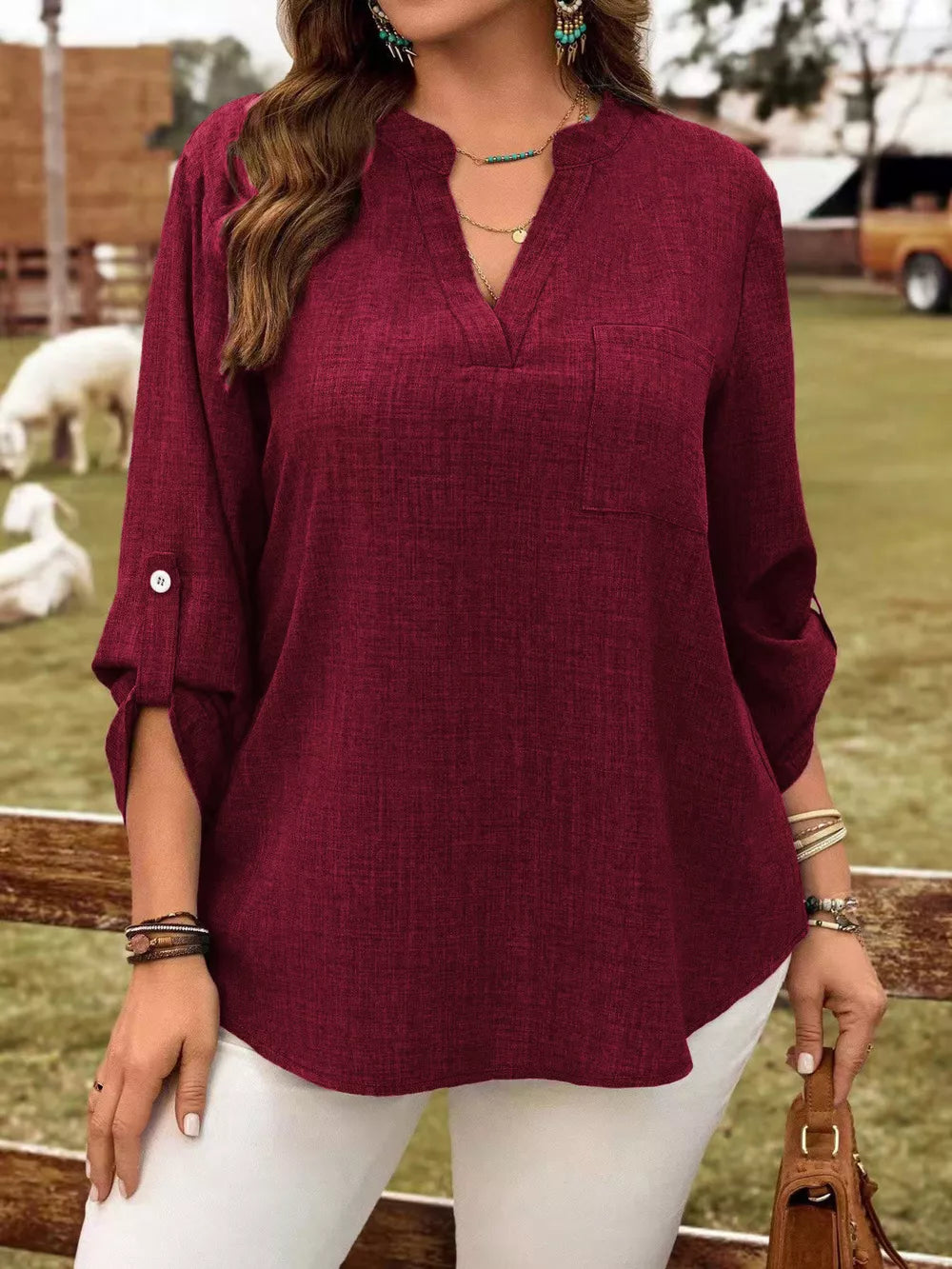 Off-white relaxed blouse with collared