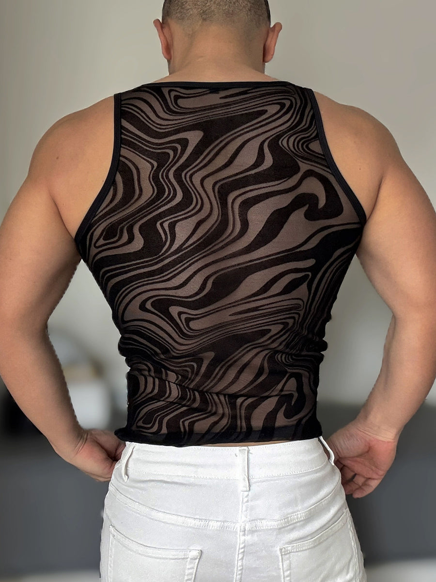 tank top in Navy with abstract and lightweight