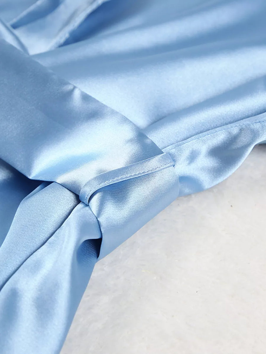 sky blue relaxed pajama set with collared