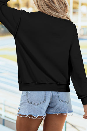 sweatshirt in Black with graphic print and rhinestone embellishment