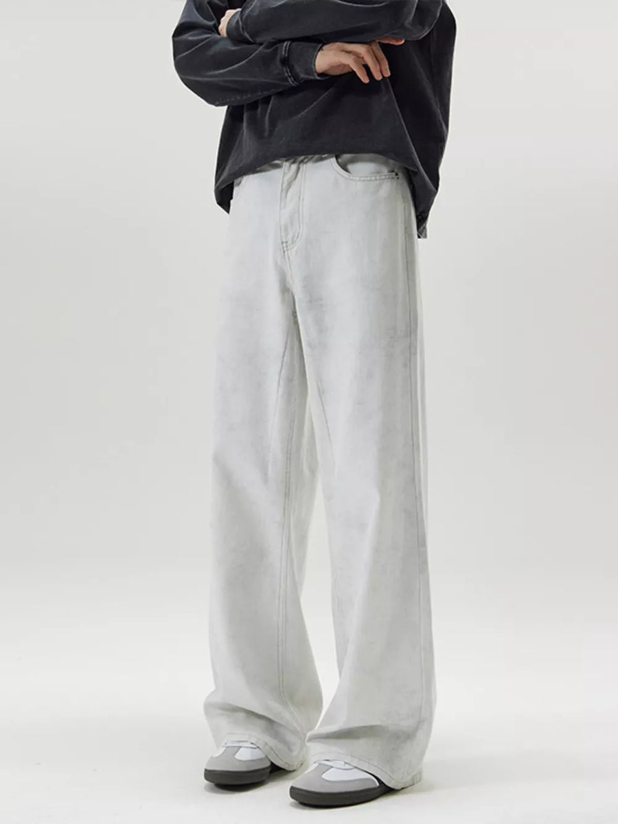 Men's Full Size Wide Leg Pants in Light Gray