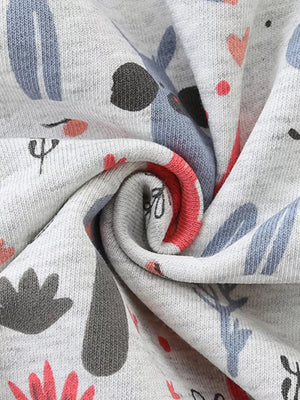 Toddler hoodie in grey cotton with a whimsical cartoon bunny and heart print.