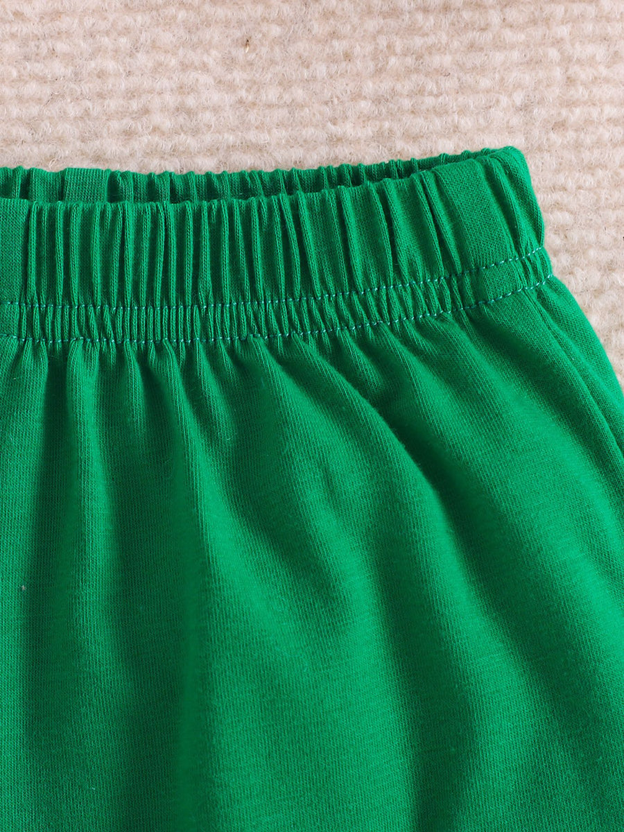 Green baby shorts with elastic waistband detail