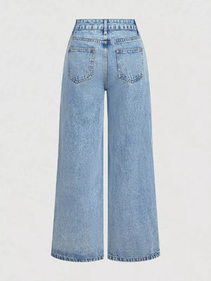 Embroidered Wide Leg Jeans option 5